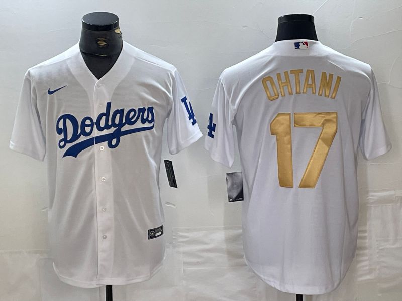 Men Los Angeles Dodgers #17 Ohtani White Nike Game MLB Jersey style 15->los angeles dodgers->MLB Jersey